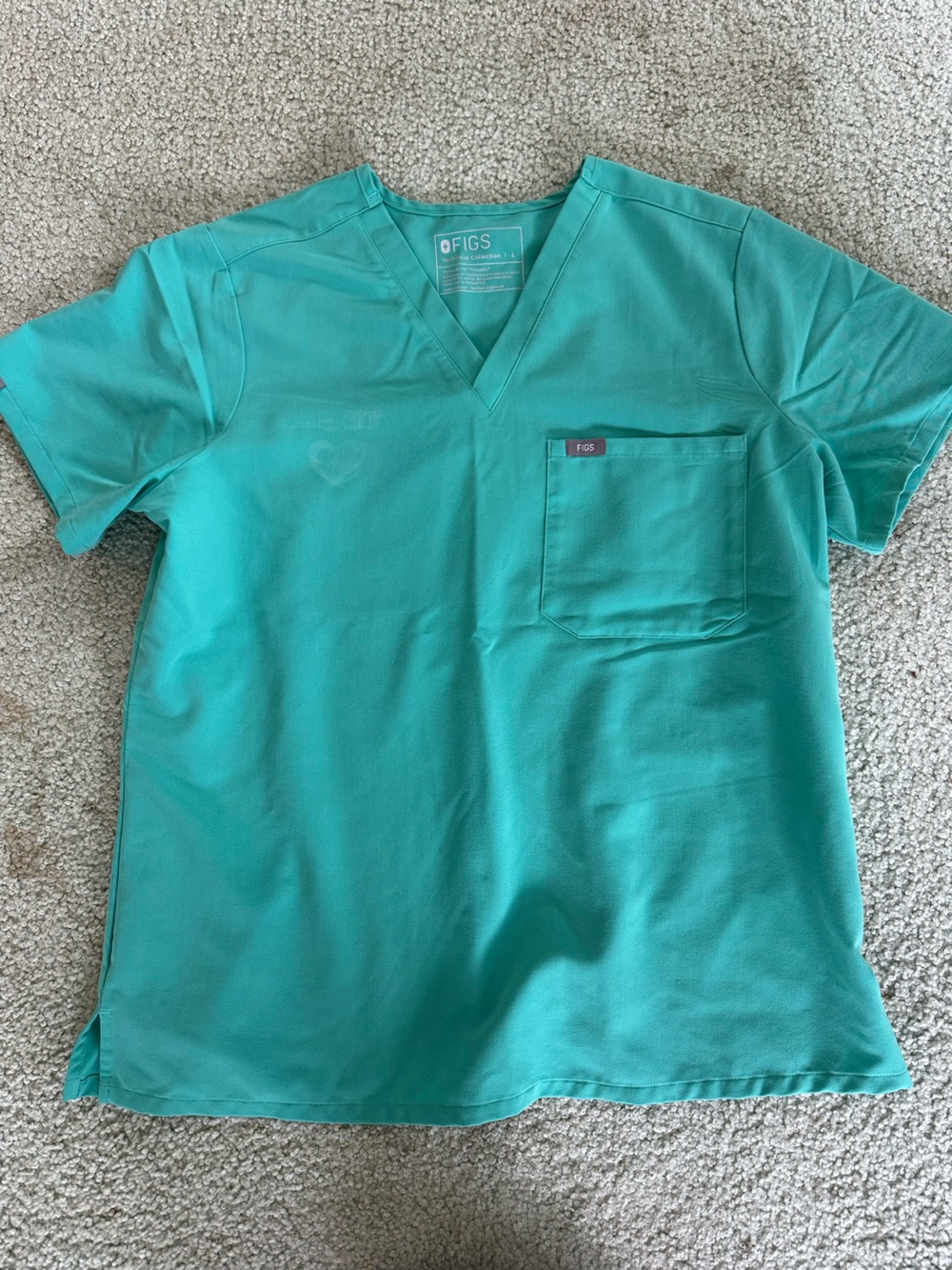 FIGS Surgical Green Catarina V-Neck Pocket Scrub Top- SIZE LARGE